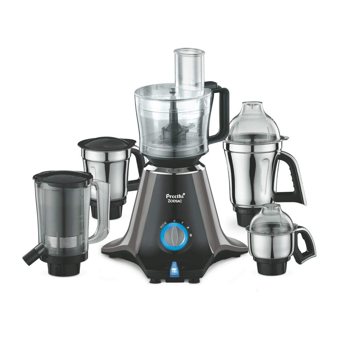 Preethi Zodiac MG 218 750-Watt Mixer Grinder with Jars (Black/Light