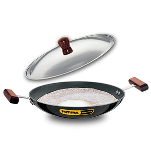 Hawkins Futura Nonstick Breakfast Pan (Round Bottom) with Stainless Steel Lid, Capacity 0.9 Litre, Diameter 22 cm, Thickness 3.25 mm, Black (NBFP09)